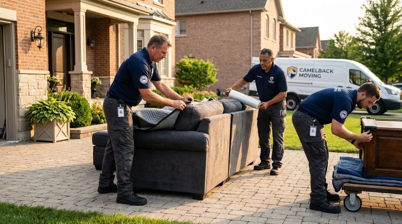 Large estate moving crew wrapping furniture in Barberton, OH