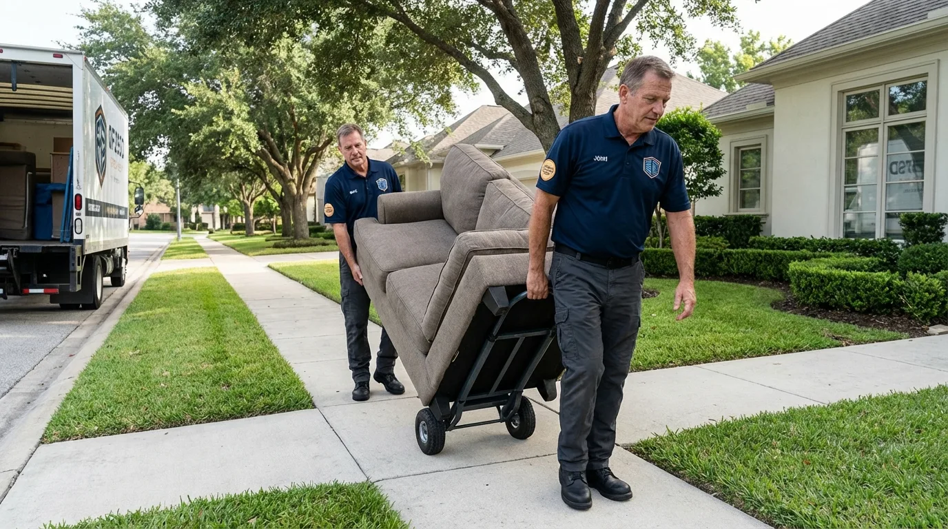 Local residential moving crew loading furniture in Barberton, OH